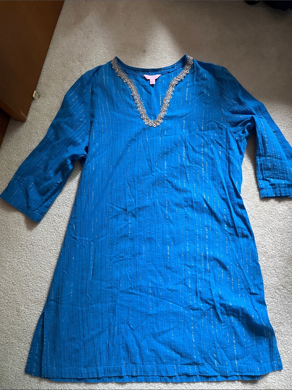 Lilly Pulitzer Royal Blue Tunic/cover up with Gold Accent Trim Sz XL